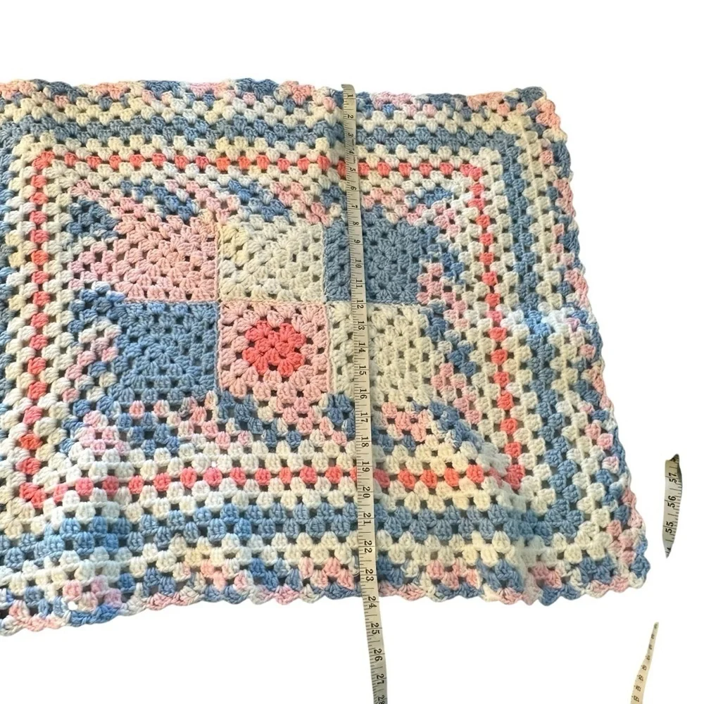 Vintage Handmade Colorful Baby Crochet Blanket